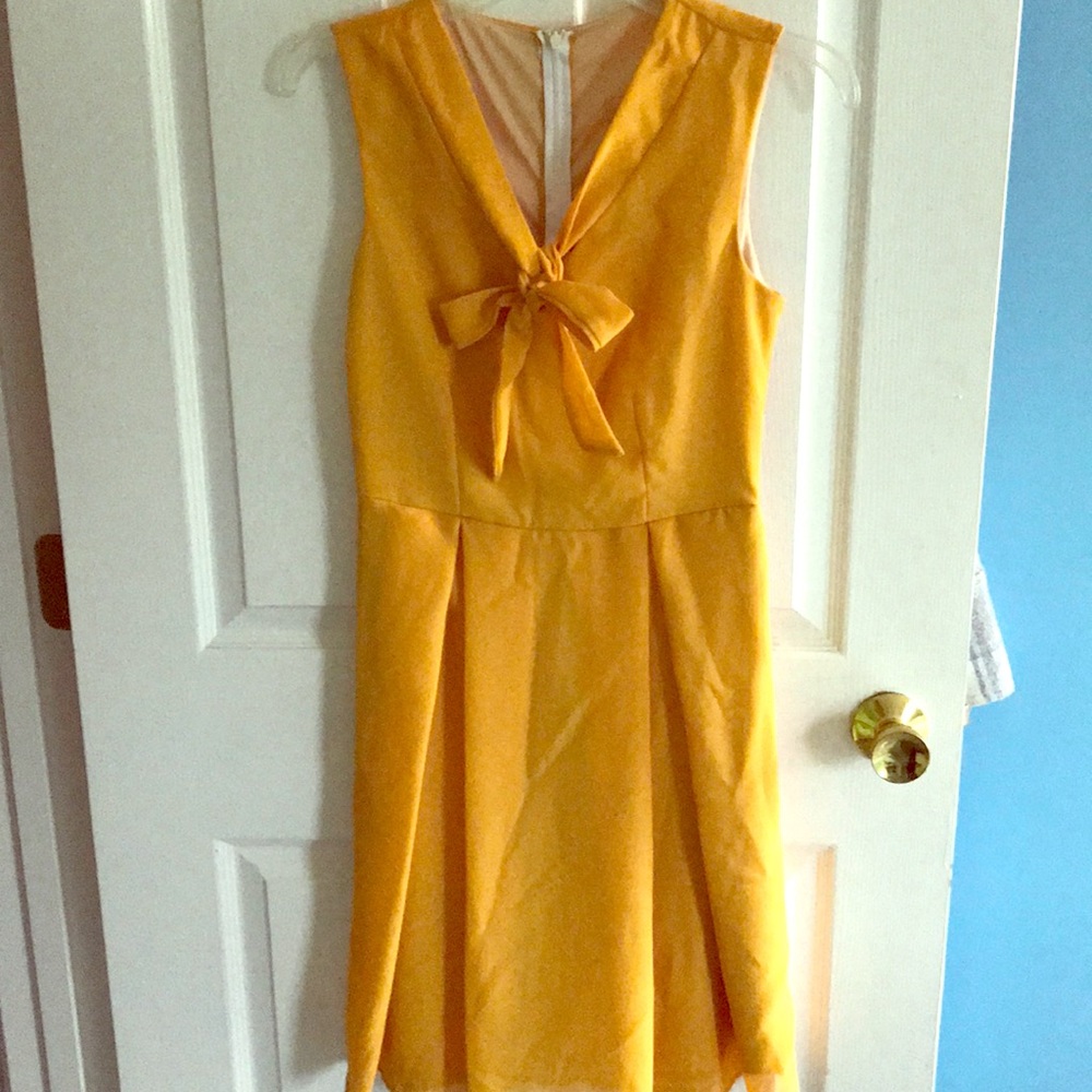ModCloth mustard dress with bow